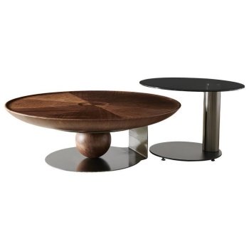 Set de mese de cafea Pureview din lemn de nuc și oțel galvanizat, cu design modern și finisaje premium. Eleganță naturală și str