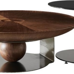 Set de mese de cafea Pureview din lemn de nuc și oțel galvanizat, cu design modern și finisaje premium. Eleganță naturală și str