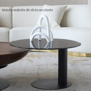 Set de mese de cafea Pureview din lemn de nuc și oțel galvanizat, cu design modern și finisaje premium. Eleganță naturală și str