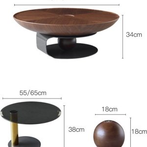 Set de mese de cafea Pureview din lemn de nuc și oțel galvanizat, cu design modern și finisaje premium. Eleganță naturală și str