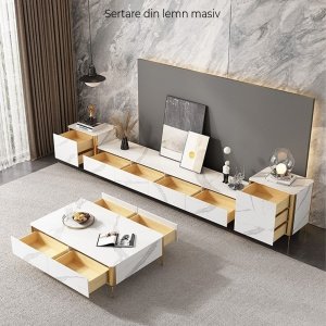 Set comoda tv, masa cafea si console Goldstone, masa living