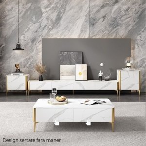 Set comoda tv, masa cafea si console Goldstone, masa living