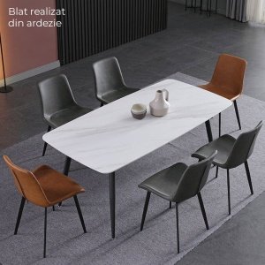 Masa dining lemn si piatra naturala Highness, masa bucatarie