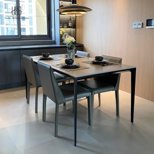 Masa living aluminiu si piatra naturala premium Easys, Homedit