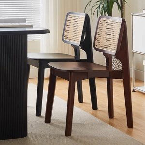 Scaun lemn de cauciuc premium Rita, scaun lemn si ratan, Homedit