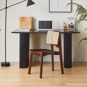 Scaun lemn de cauciuc premium Rita, scaun lemn si ratan, Homedit