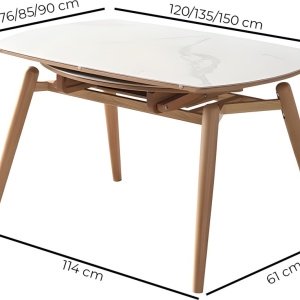 Masa extensibila lemn masiv Flint, masa dining, masa bucatarie