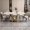 Masa dining oțel galvanizat si piatra naturala premium MaestroGold, Homedit