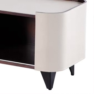 Set Comoda TV si masuta cafea premium, lemn masiv si piele Malibu, Homedit