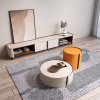Set Comoda TV si masuta cafea premium, lemn masiv si piele Malibu, Homedit