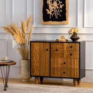 Consola mobilier premium din lemn masiv de pin, comoda Bungalow