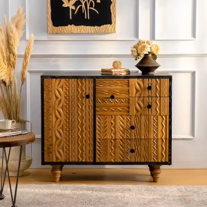 Consola mobilier premium din lemn masiv de pin, comoda Bungalow