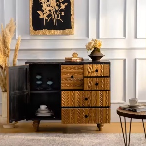 Consola mobilier premium din lemn masiv de pin, comoda Bungalow