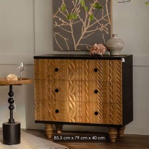 Consola mobilier lemn masiv de pin, comoda Bungalow Drawer