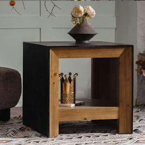 Masuta de cafea/noptiera, 60 cm x 60 cm x 60.5 cm din lemn masiv, Wabi, Homedit