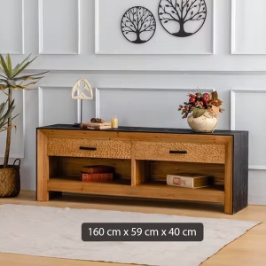 Comoda TV, 160 x 59 x 40 cm lemn masiv Wabi, Homedit