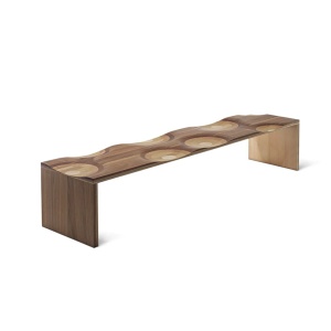 Banca premium din lemn masiv de frasin Ripples 160x45x40 cm