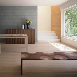 Banca premium din lemn masiv de frasin Ripples 160x45x40 cm