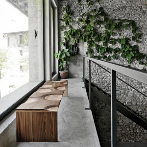 Banca premium din lemn masiv de frasin Ripples 160x45x40 cm