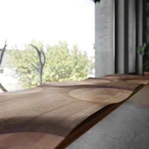 Banca premium din lemn masiv de frasin Ripples 160x45x40 cm