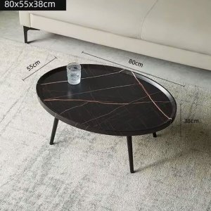 Masuta de cafea din MDF infoliat, 80 cm x 55 cm x 38 cm, masuta living premium Negru Marmura, Homedit