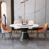 Masă rotundă cu blat rotativ din piatră ardezie – design elegant 135x80 cm, Homedit