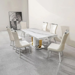 Masa Dining Moonlit Silver, Premium, 220 x 100 x 75 cm, Homedit