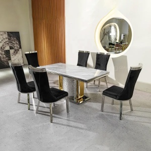 Masa Dining Moonlit Silver, Premium, 220 x 100 x 75 cm, Homedit