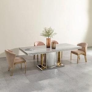 Masa Dining Moonlit Silver, Premium, 220 x 100 x 75 cm, Homedit