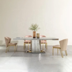 Masa Dining Moonlit Silver, Premium, 220 x 100 x 75 cm, Homedit