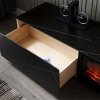 Comoda TV Flame din lemn masiv si masa, negru ardezie, 200 cm x 40 cm x 35 cm, Homedit
