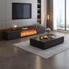 Masuta de cafea, 130 cm x 70 cm x 25 cm Flame din lemn masiv negru ardezie, Homedit