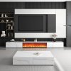 Masuta de cafea Flame din lemn masiv, alb ardezie, 130 cm x 70 cm x 25 cm, Homedit