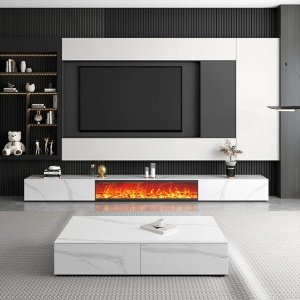 Masuta de cafea Flame din lemn masiv, alb ardezie, 130 cm x 70 cm x 25 cm, Homedit
