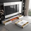 Masuta de cafea Flame din lemn masiv, alb ardezie, 130 cm x 70 cm x 25 cm, Homedit
