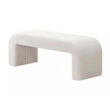 Bancă Lamb Wood Boucle – Tapițerie Boucle Alb, Cadru Lemn Masiv | Homedit