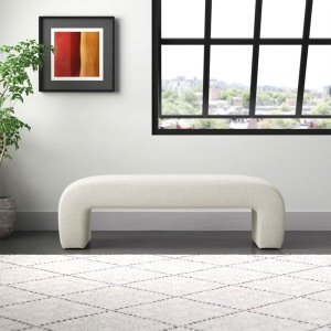 Bancă Lamb Wood Boucle – Tapițerie Boucle Alb, Cadru Lemn Masiv | Homedit