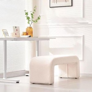 Bancă Lamb Wood Boucle – Tapițerie Boucle Alb, Cadru Lemn Masiv | Homedit