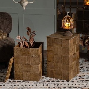 Masuta/ noptiera lemn masiv Squares, 50 cm x 36 cm, Homedit