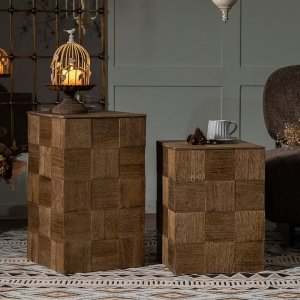 Masuta/ noptiera lemn masiv Squares, 50 cm x 36 cm, Homedit