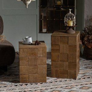 Masuta/ noptiera lemn masiv Squares, 50 cm x 36 cm, Homedit