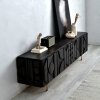 Comoda TV din lemn masiv stejar negru 180 cm premium Geotry, 180 x 40 x 65 cm, Homedit