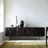 Comoda TV din lemn masiv stejar negru 180 cm premium Geotry, 180 x 40 x 65 cm, Homedit