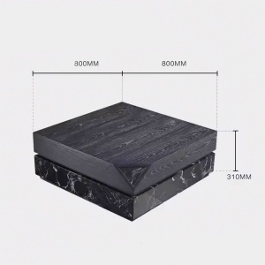 Masa cafea lemn masiv si marmura 80 x 80 x 31 cm Zircon, Homedit