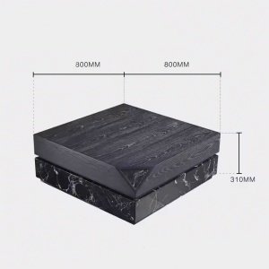 Masa cafea lemn masiv si marmura 80 x 80 x 31 cm Zircon, Homedit