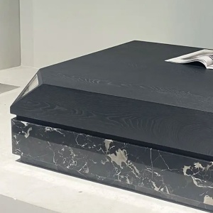 Masa cafea lemn masiv si marmura 80 x 80 x 31 cm Zircon, Homedit