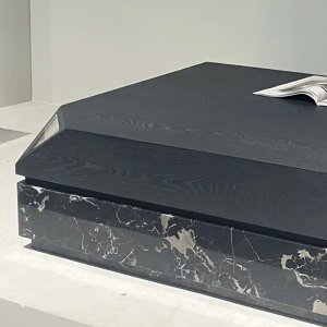 Masa cafea lemn masiv si marmura 80 x 80 x 31 cm Zircon, Homedit