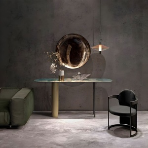 Masă Marolli cu blat din ardezie și cadru din oțel inoxidabil – Homedit