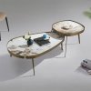 Set Masa cafea premium 110 x 70 x 35 cm / 56 x 56 x 45 cm Capri, blat din piatra, , Homedit
