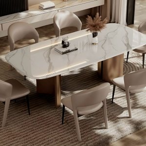 Scaun  Decco, piele bej, 78 (46) x 53 x 56 cm, Homedit